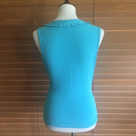 c.c. outlaw Turquoise Ruffle Faux Wrap Tank - Picture 4 of 5